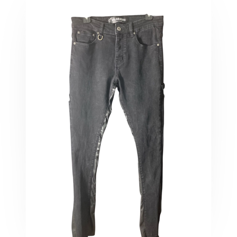 VALABASAS Men's Flare Stacked Striped Black Jeans Size 32